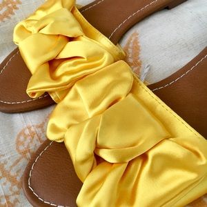 H&M yellow bow slip-on sandals